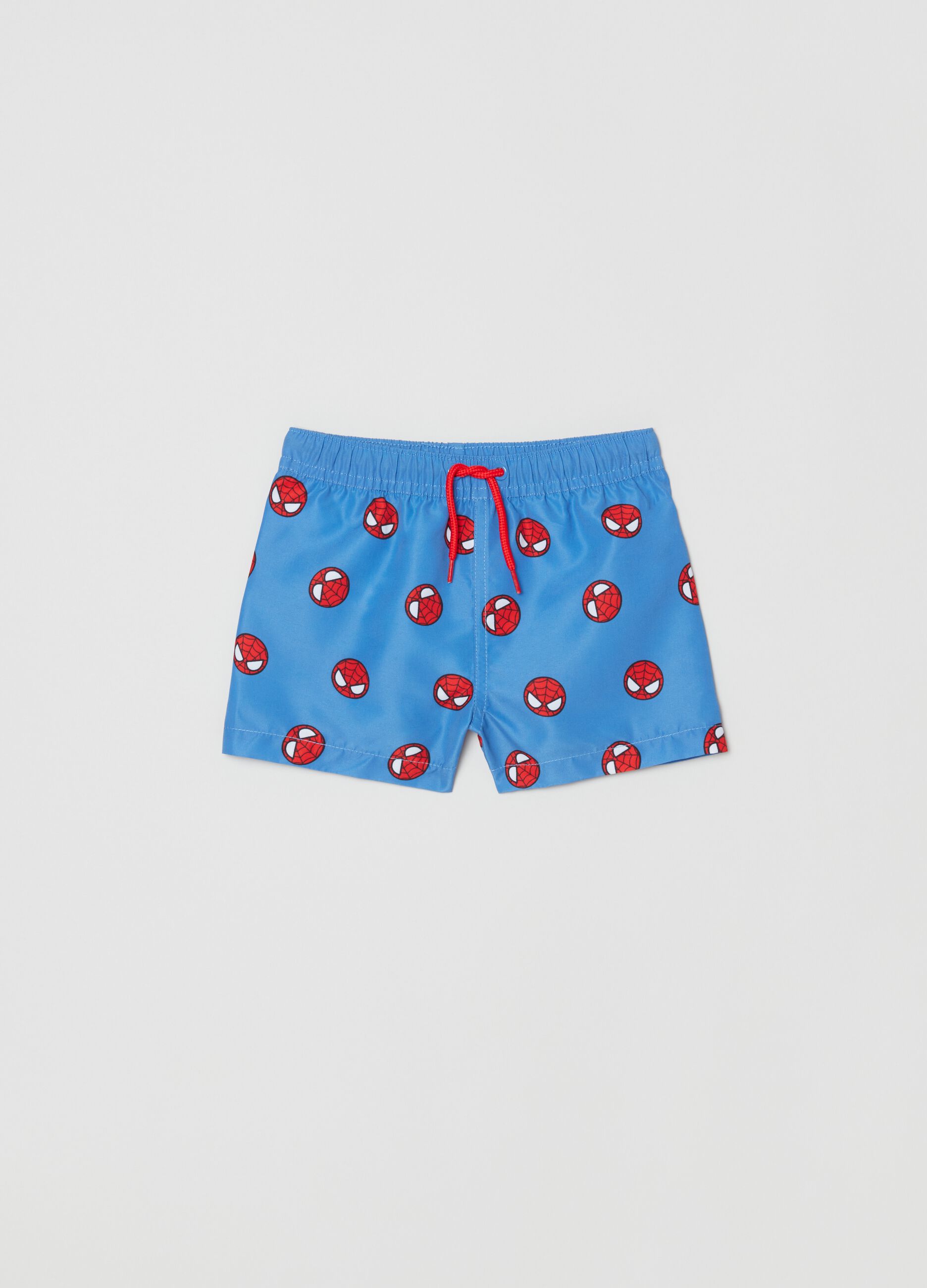 Swimming trunks with drawstring and Spider-Man print