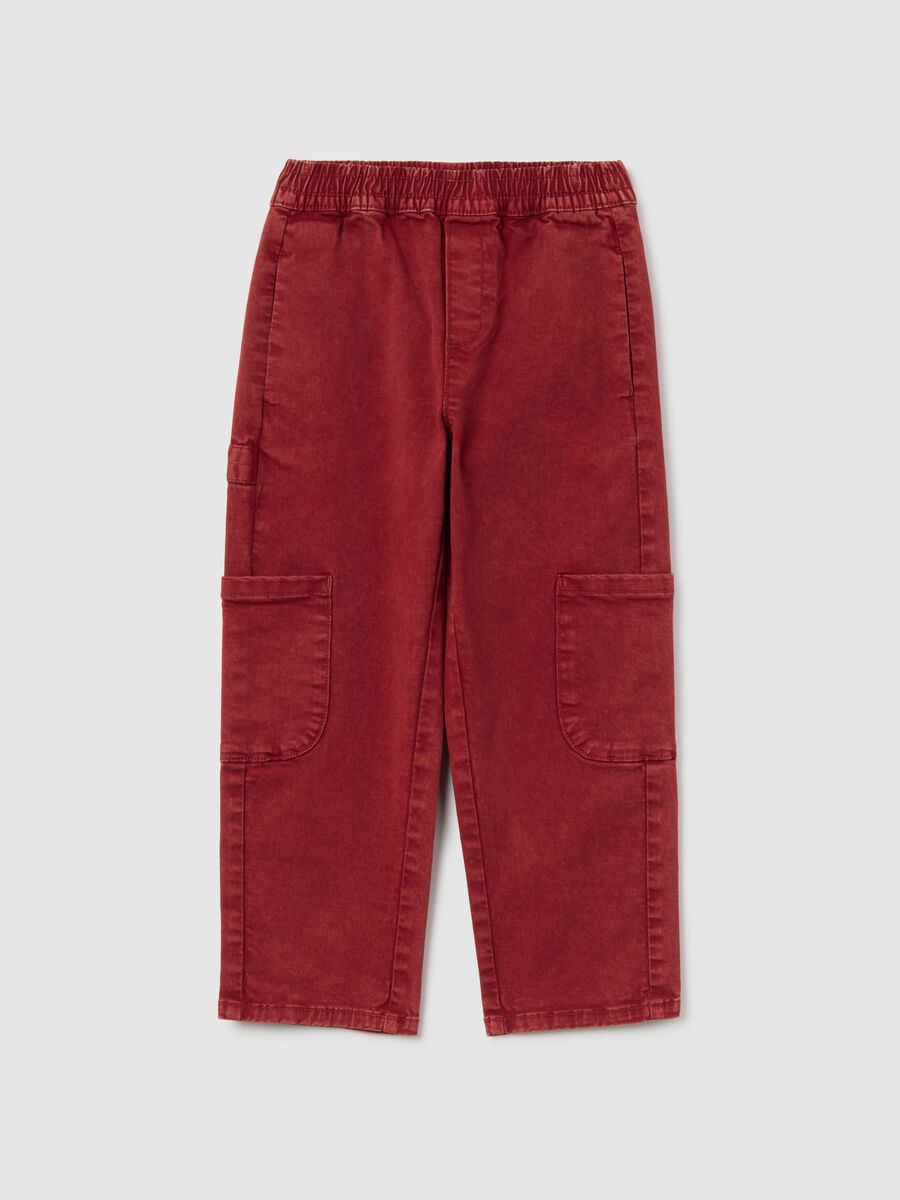 Children's Red Cotton Stretch Baggy Trousers_3