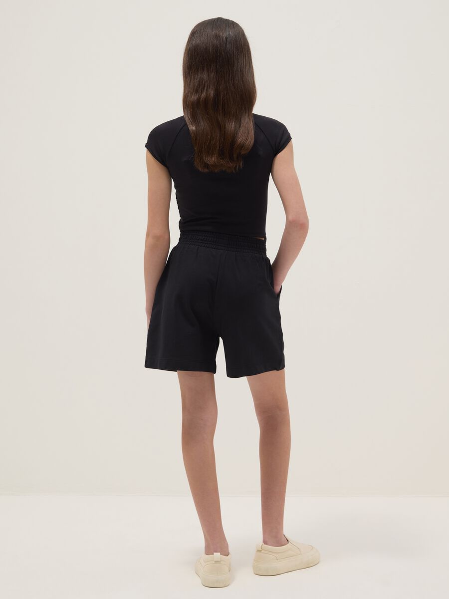 Shorts in puro cotone nero da ragazza oversize fit_1