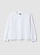 White sweatshirt in pure organic cotton with ribbed collar_0