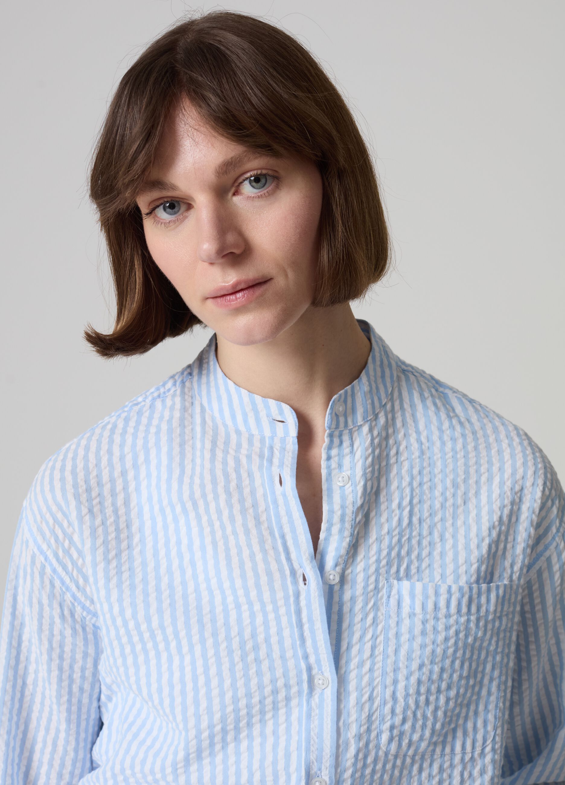 Camicia in seersucker a righe