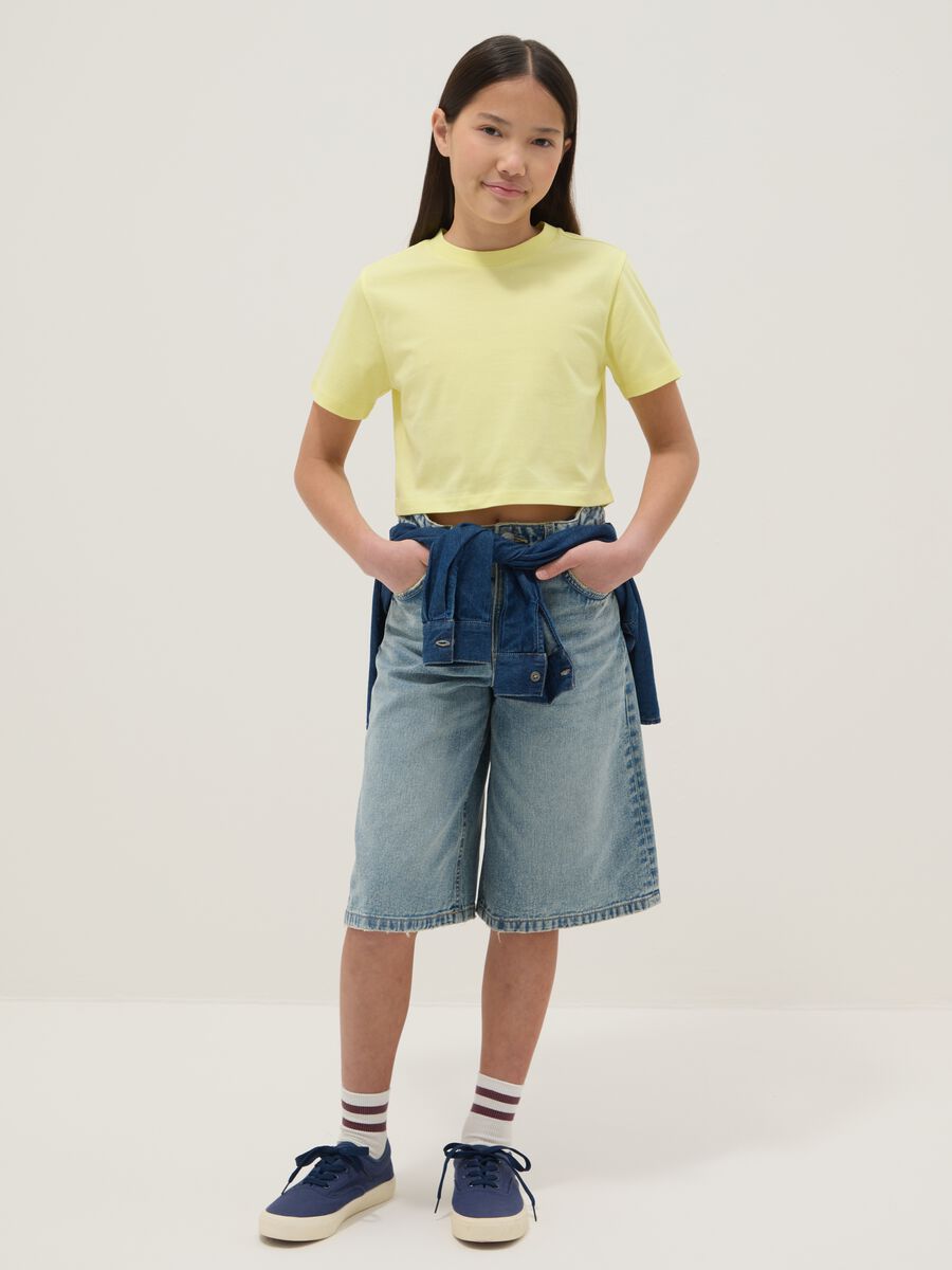 Pantaloncini Gonna In Denim Per Ragazze Floerns – Vita Alta Elastica Con Orlo Diviso – Taglie 8-12 Anni