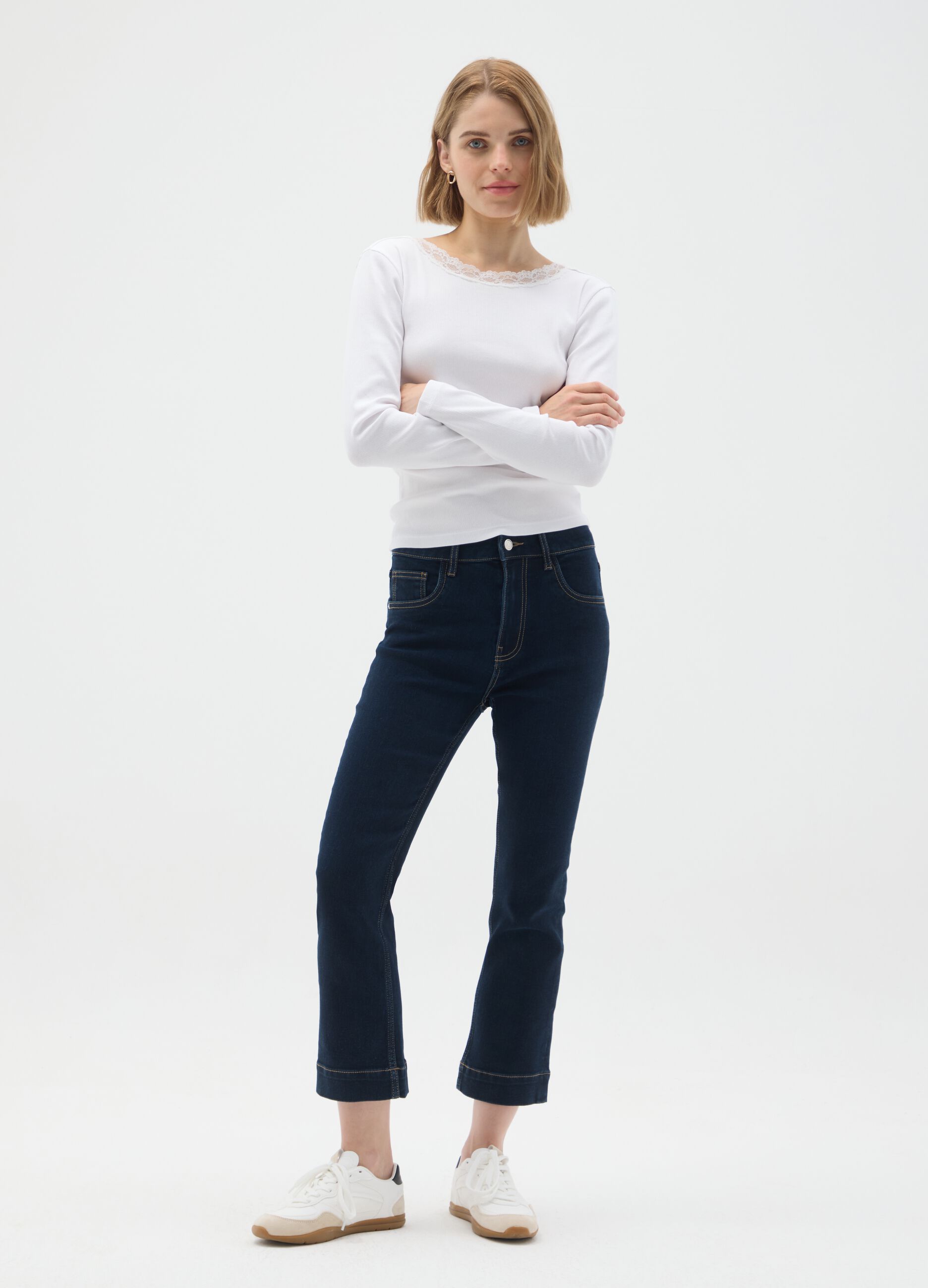 White pure cotton regular fit jumper