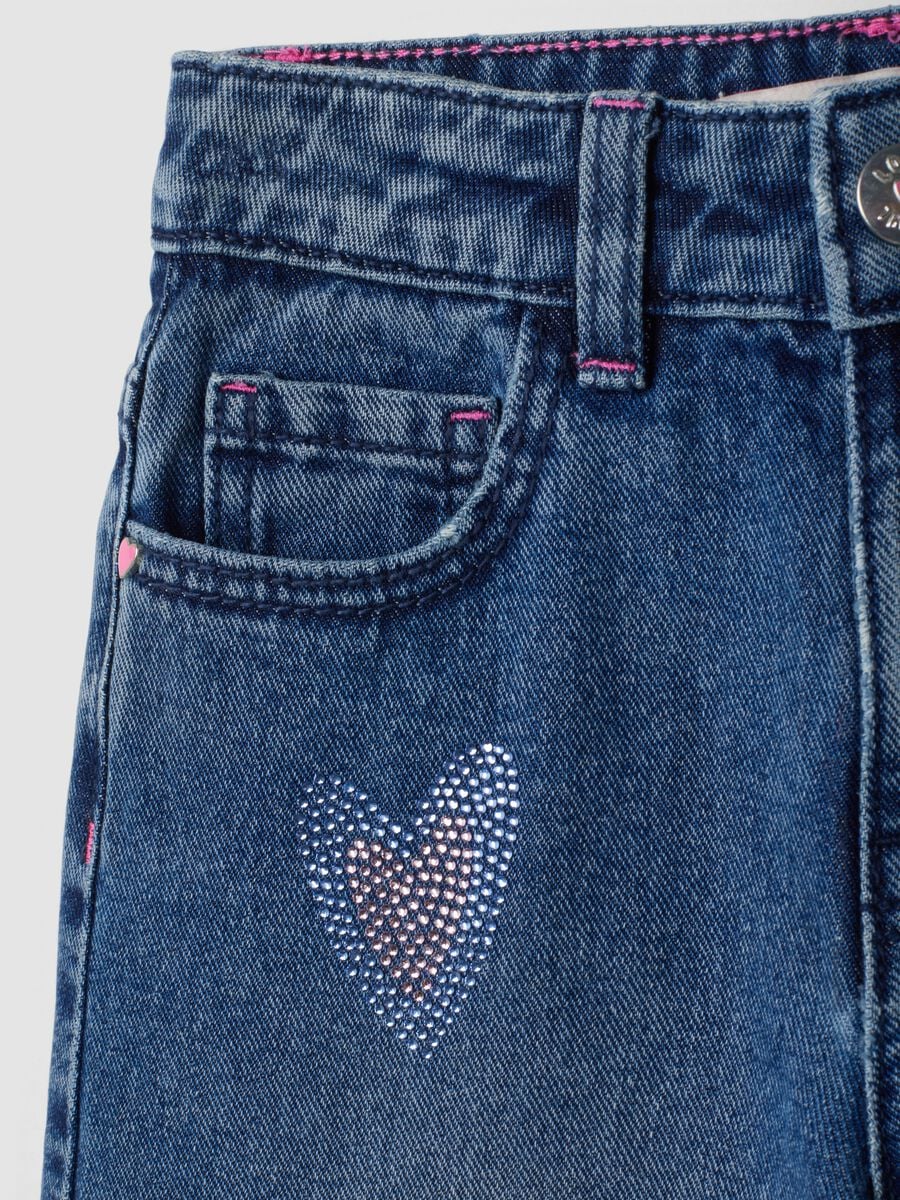 Jeans denim in puro cotone con cuori_2