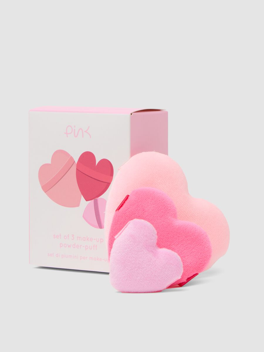 Pink set of 3 heart-shaped powder puffs_0
