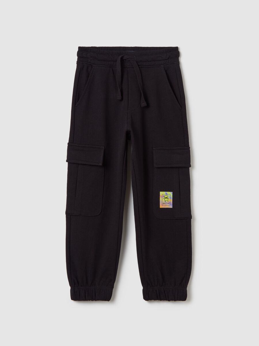 Cargo joggers with drawstring and monsters print_0
