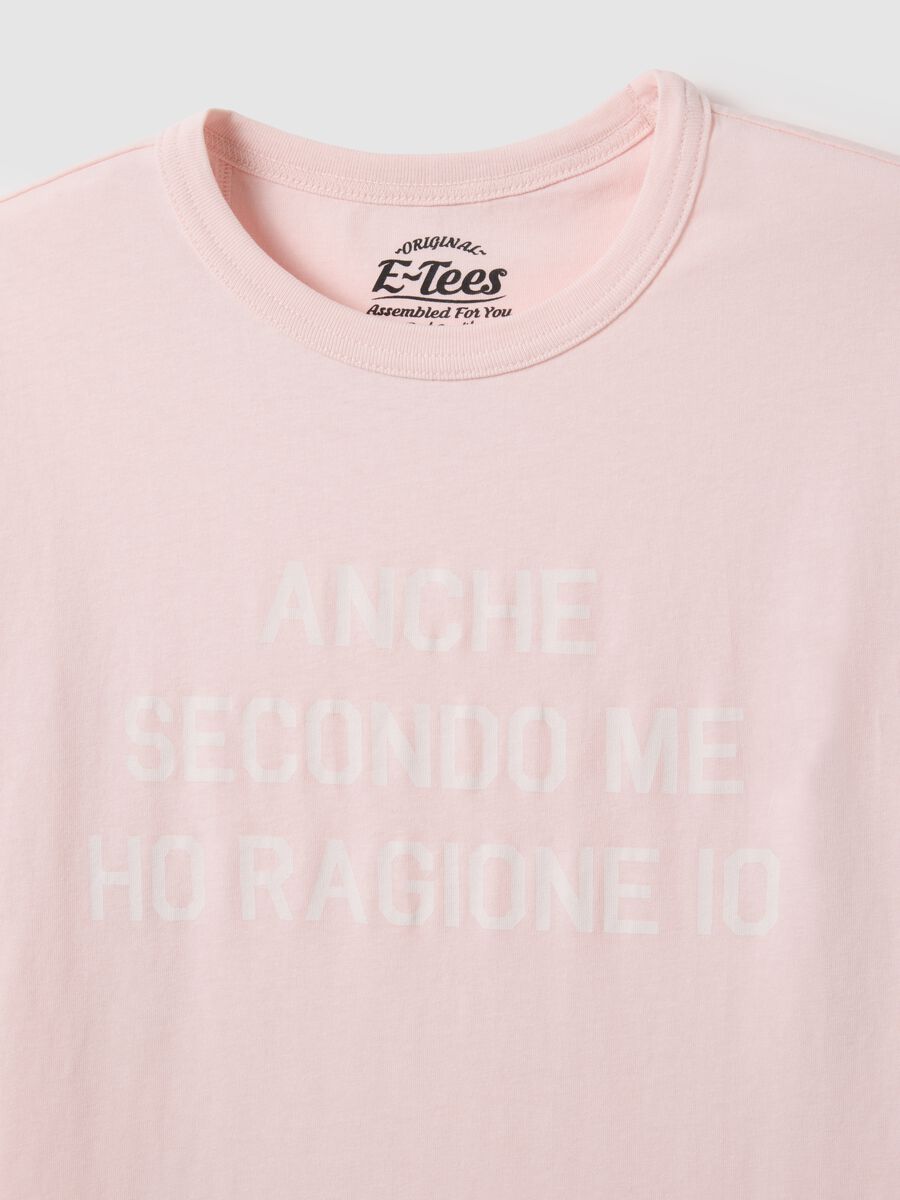 Pink pure cotton regular fit t-shirt with text_5