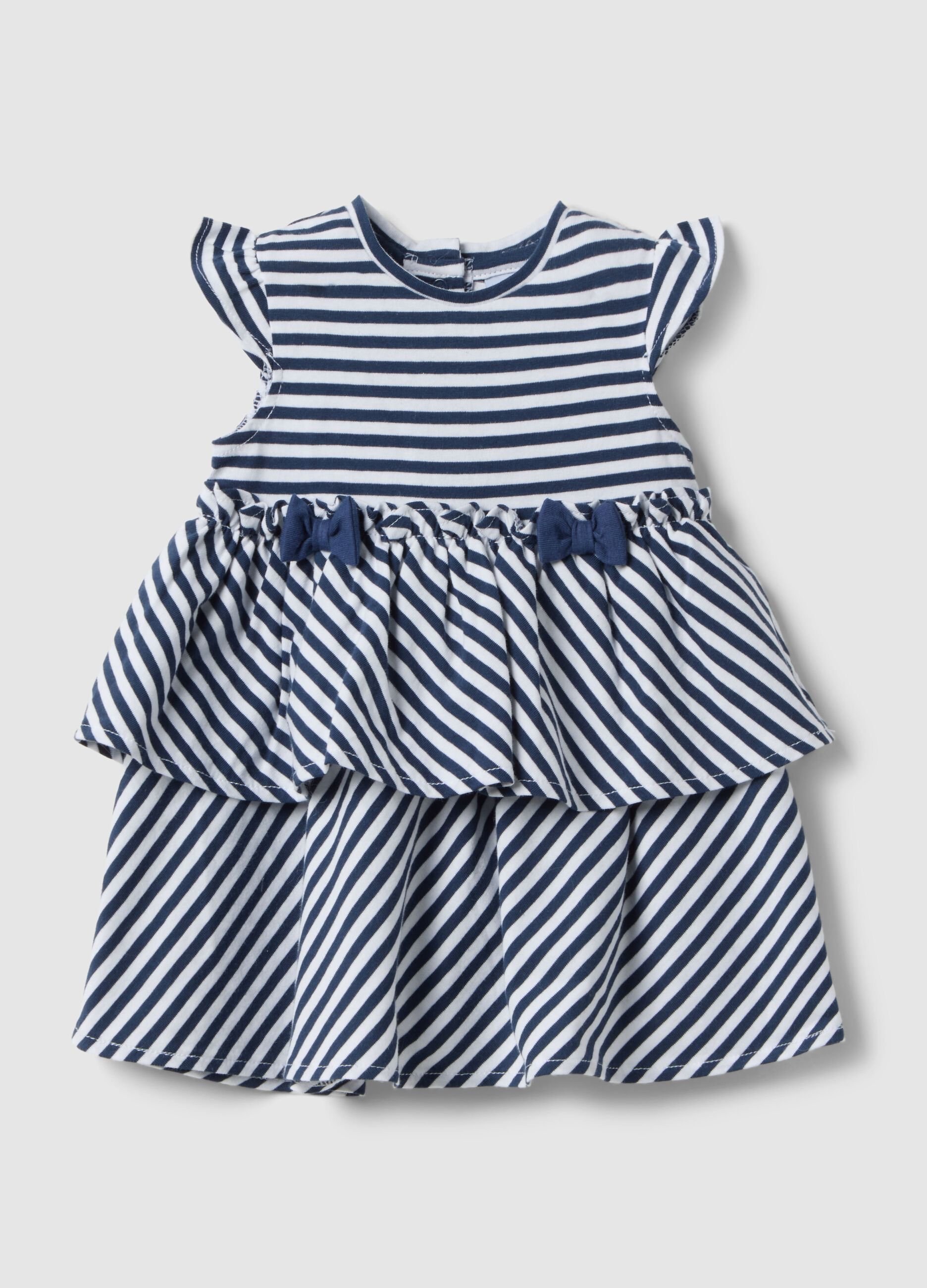Girls&rsquo; pure cotton stripy baby romper regular fit