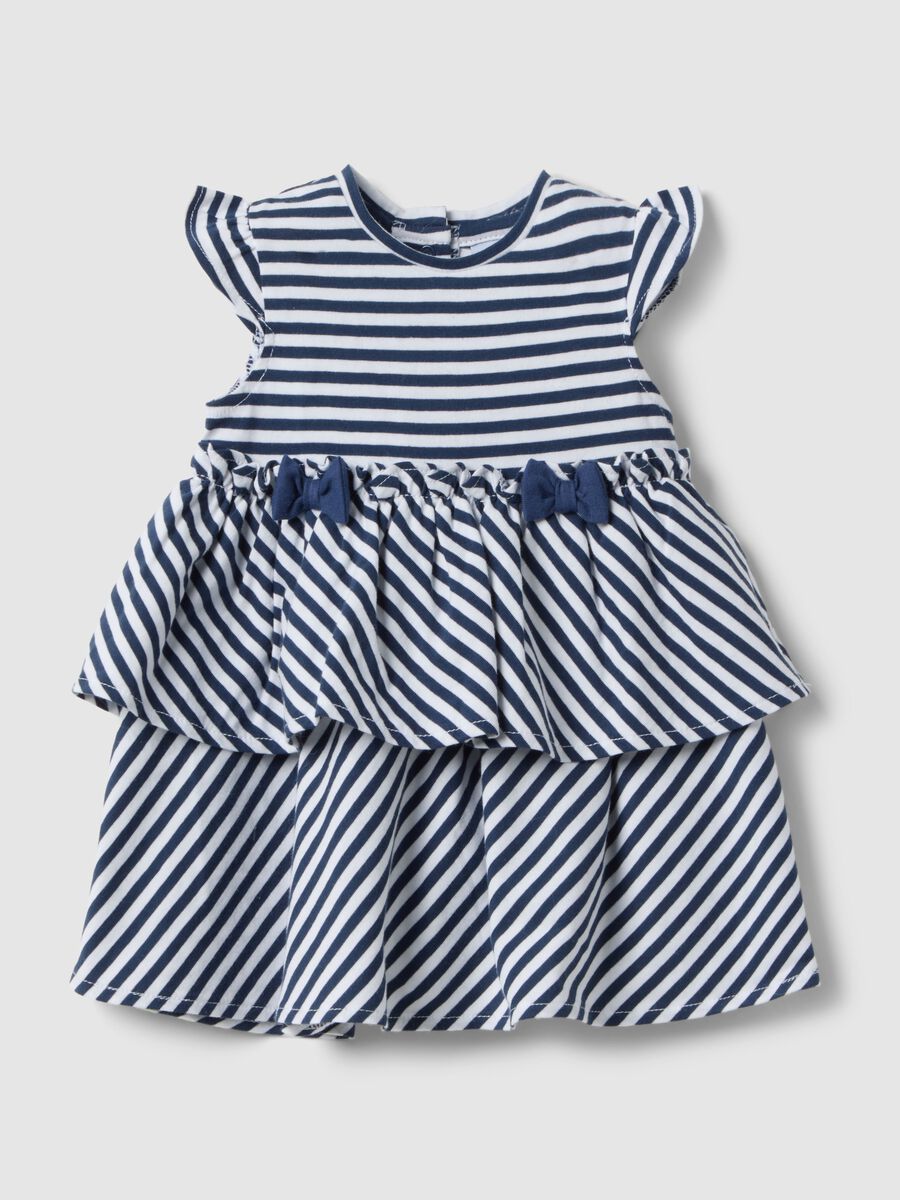Pagliaccetto in puro cotone a righe multicolor da neonata regular fit_0