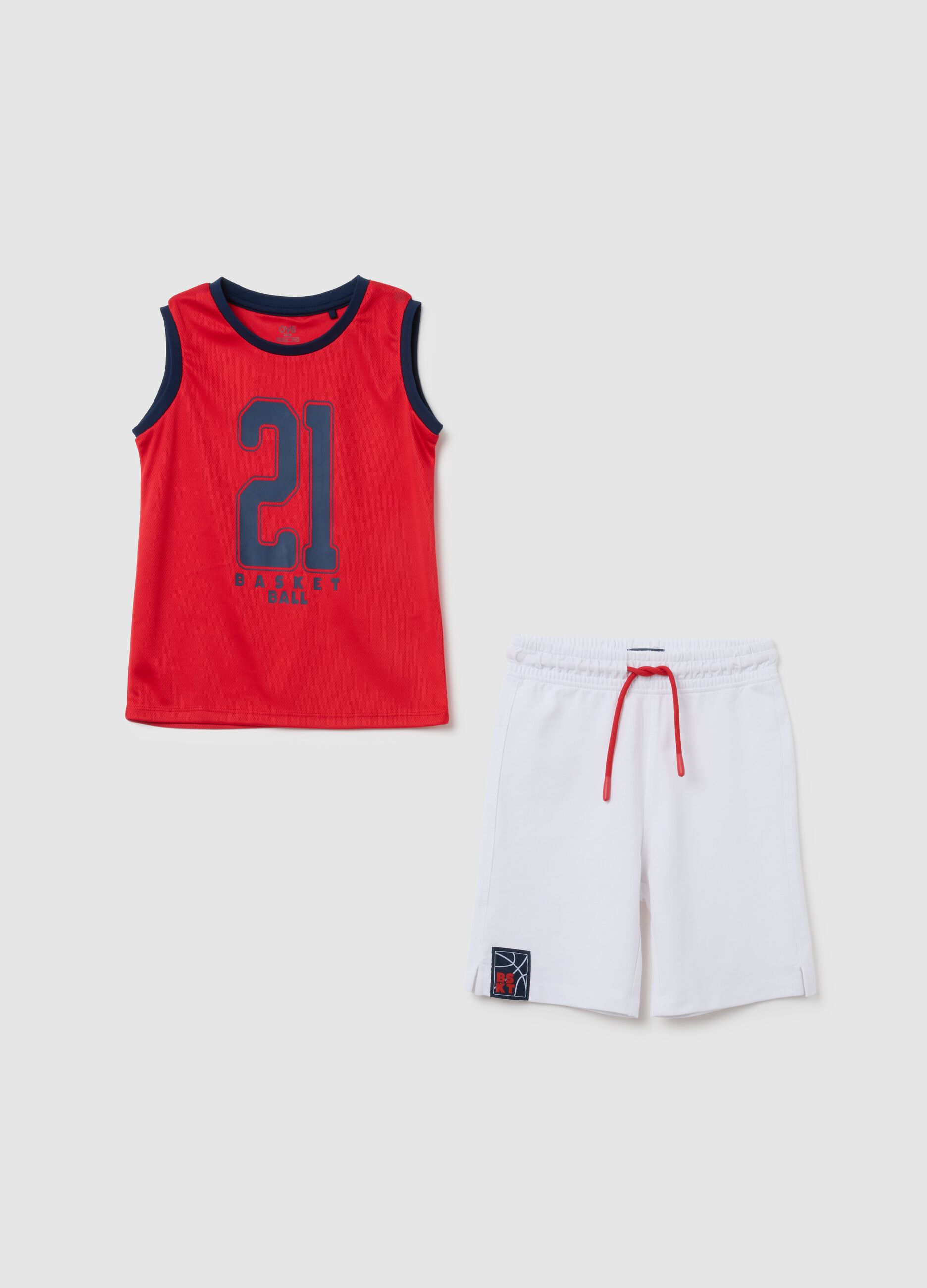 Kids' sports set in mixed red and white