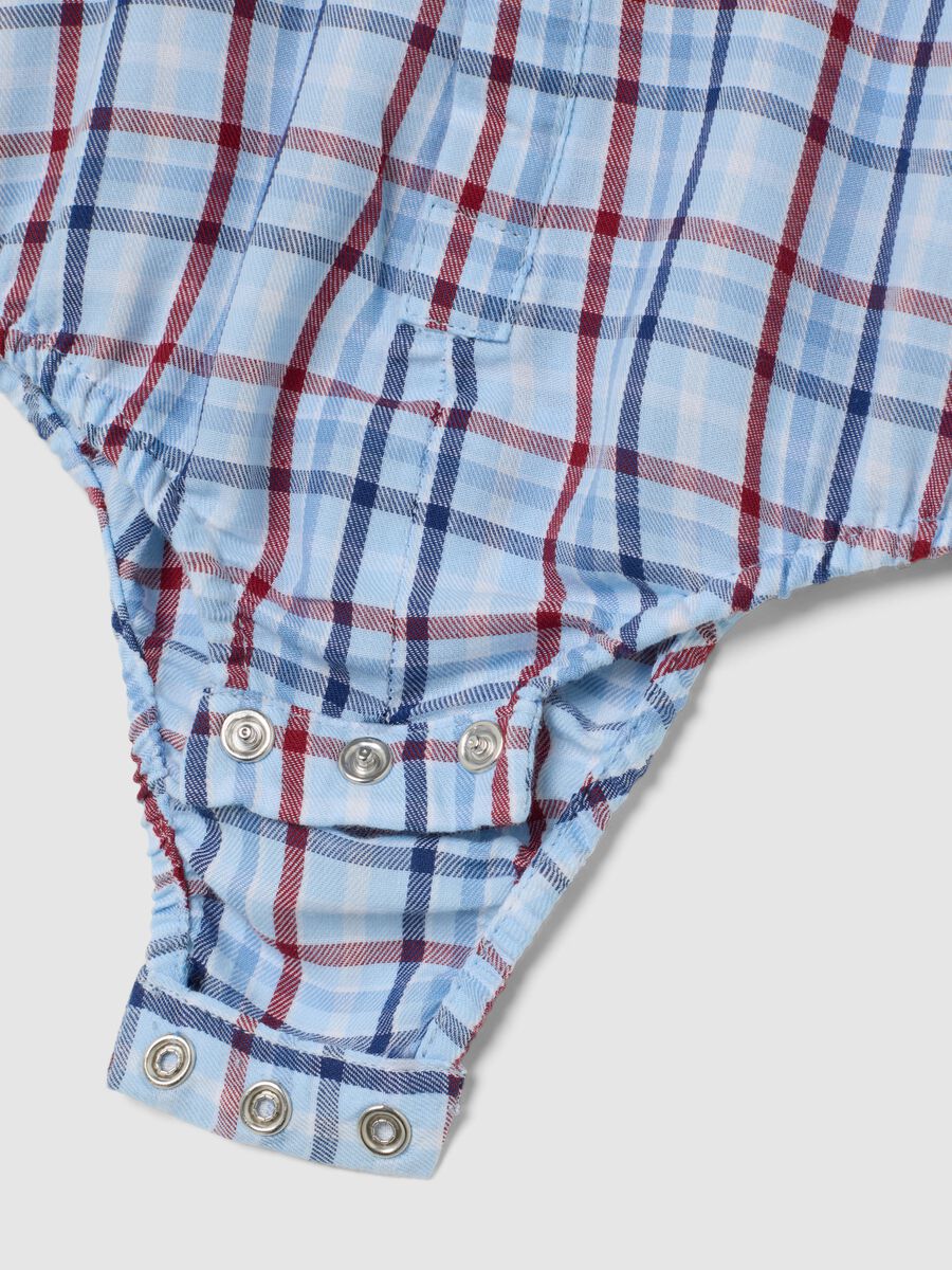 Multicoloured check baby bodysuit in pure cotton with collar_3