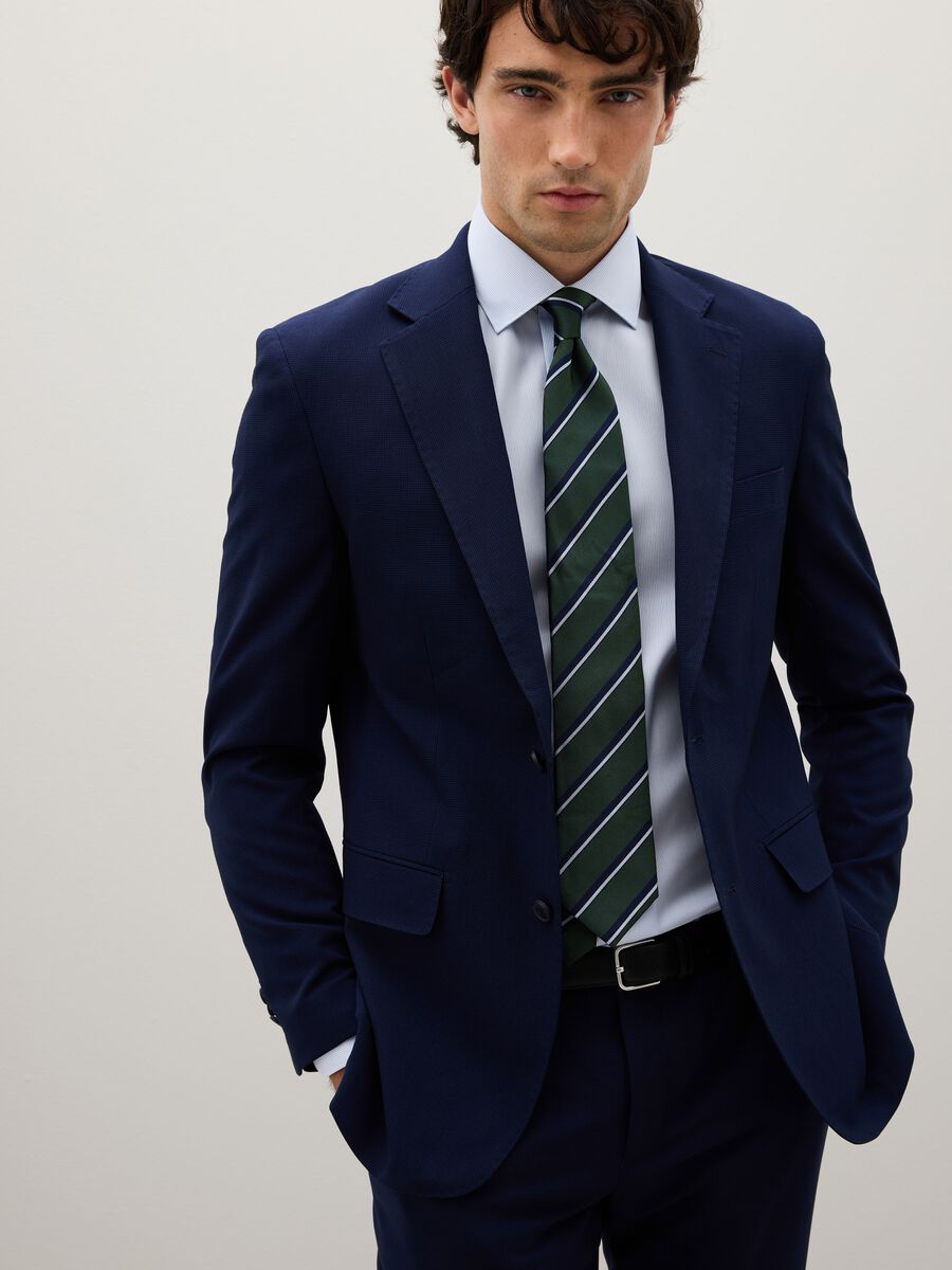 Blazer in tessuto elasticizzato blu slim fit_1