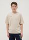 T-shirt in puro cotone beige oversize per ragazzi_0