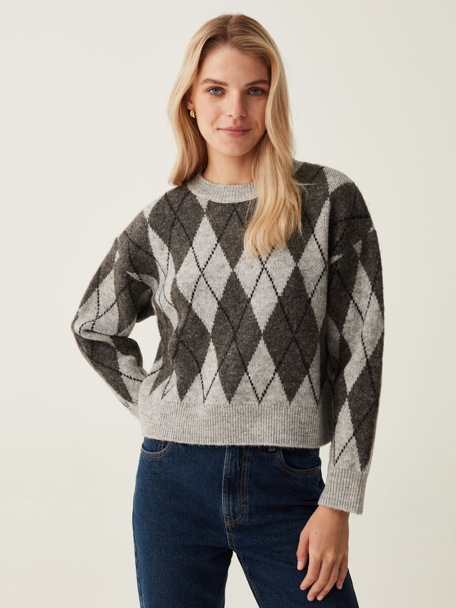 Pullover con disegno a rombi_0