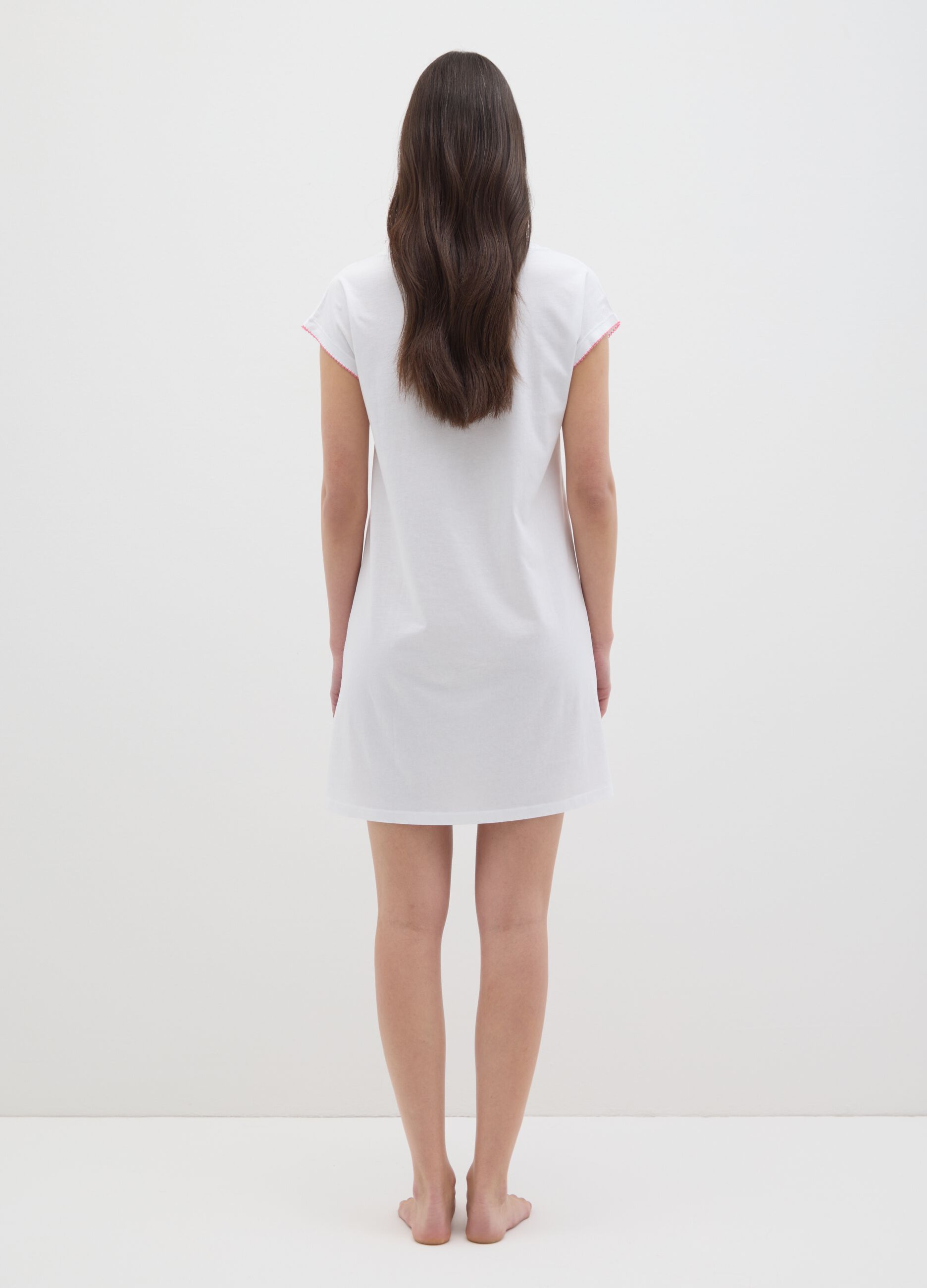Women's White Pure Cotton Nightdress Regular Fit with 'I Love You Very Much' Print