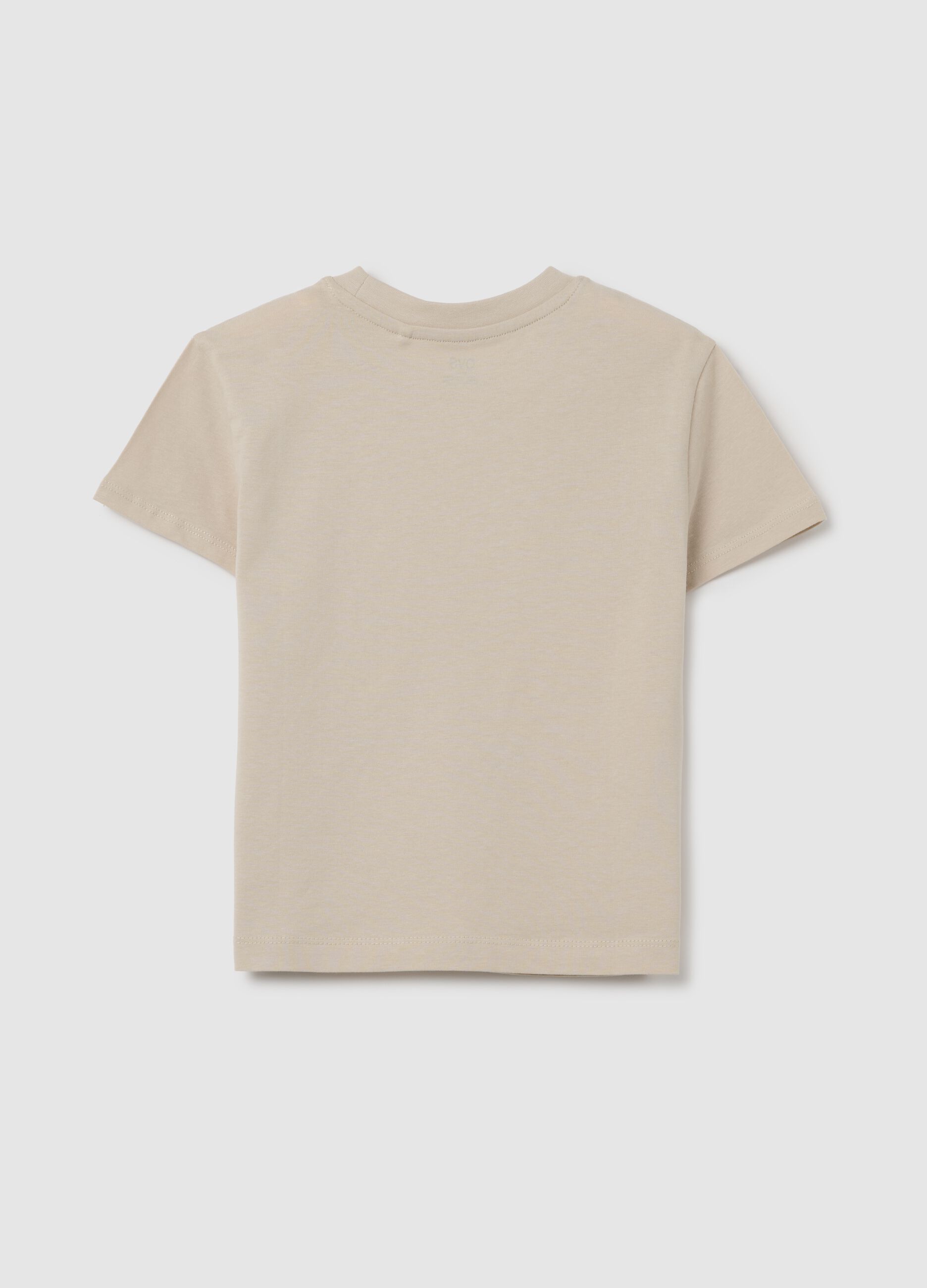 Beige girl's T-shirt in pure cotton regular fit with print