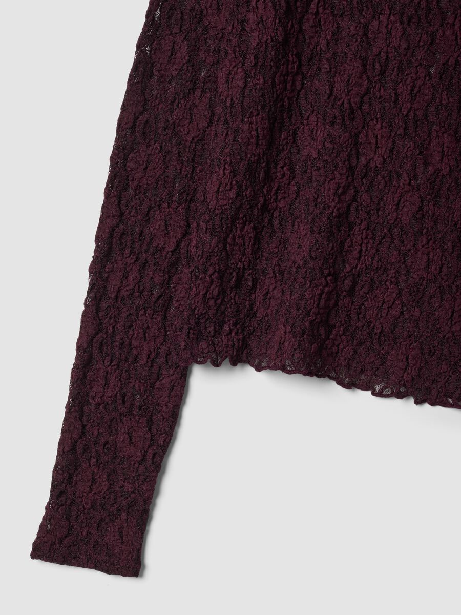 Purple perforated stretch T-shirt with raised collar_5