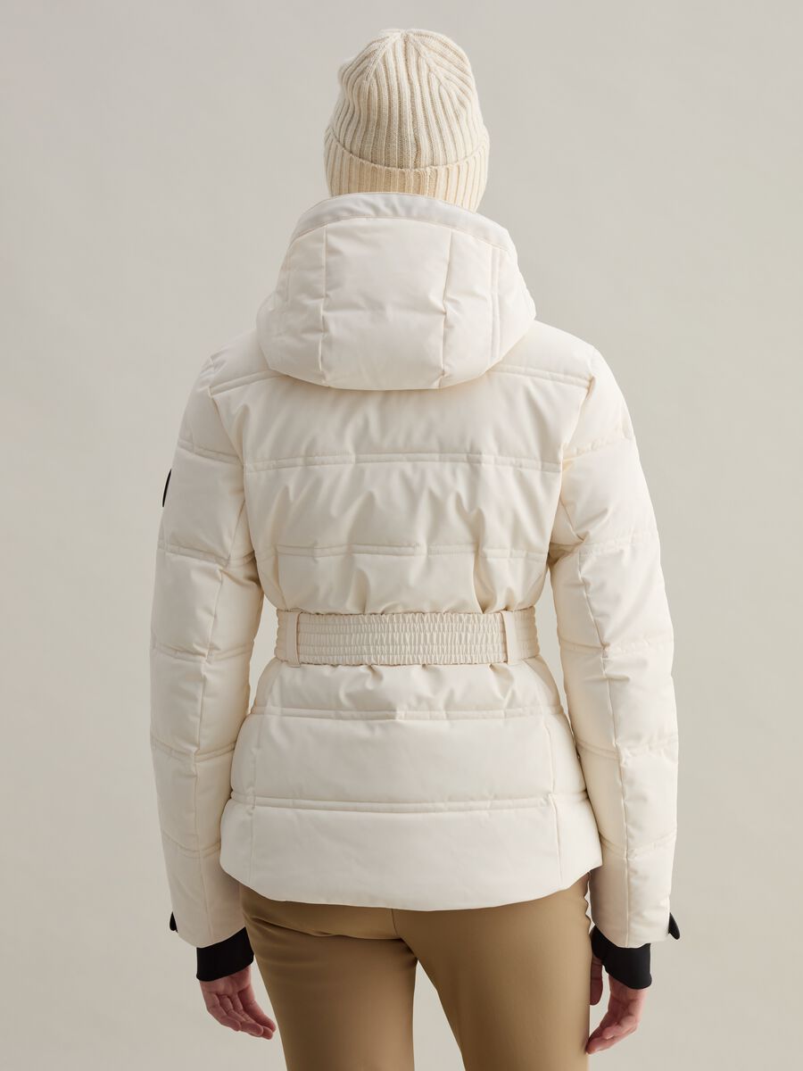 Quilted down jacket with belt_3