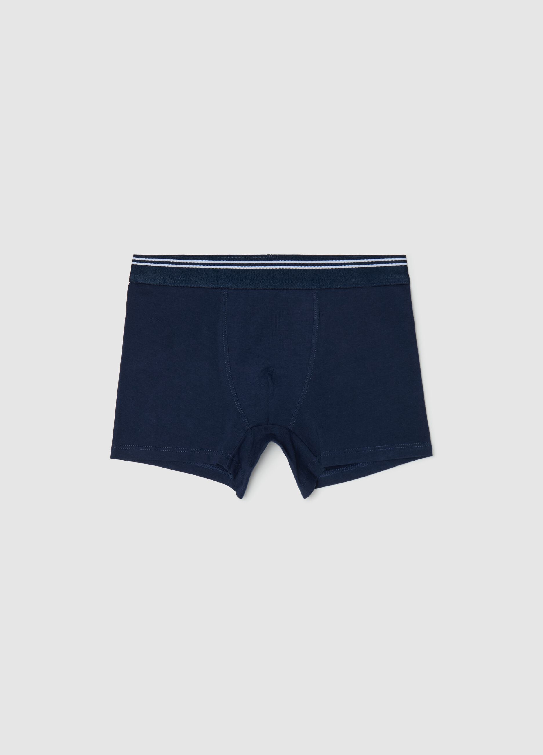 Stretch cotton boxer shorts with striped detail