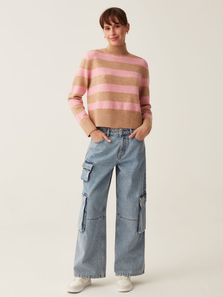 Pullover a righe mock neck_0