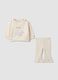 Completo beige in puro cotone organico con stampa Lilo e Stitch per neonata_0