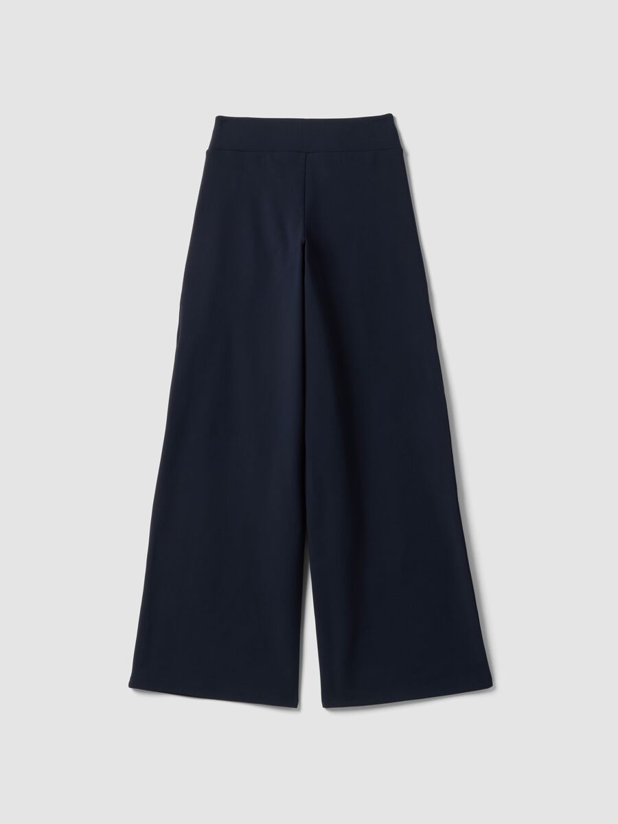 Pantaloni blu in tessuto elasticizzato wide leg ALTAVIA STUDIO_6