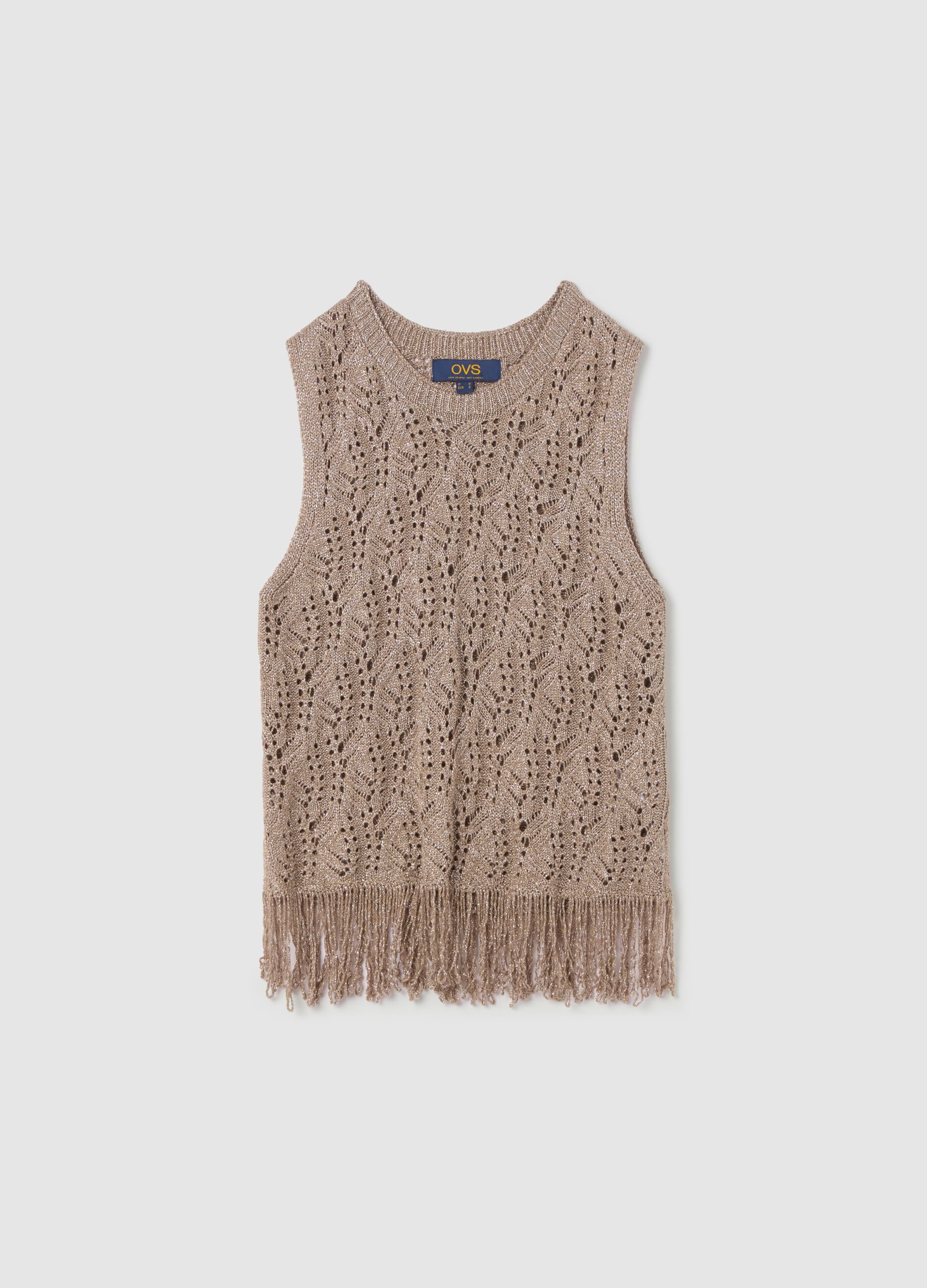 Lurex tank top with fringes