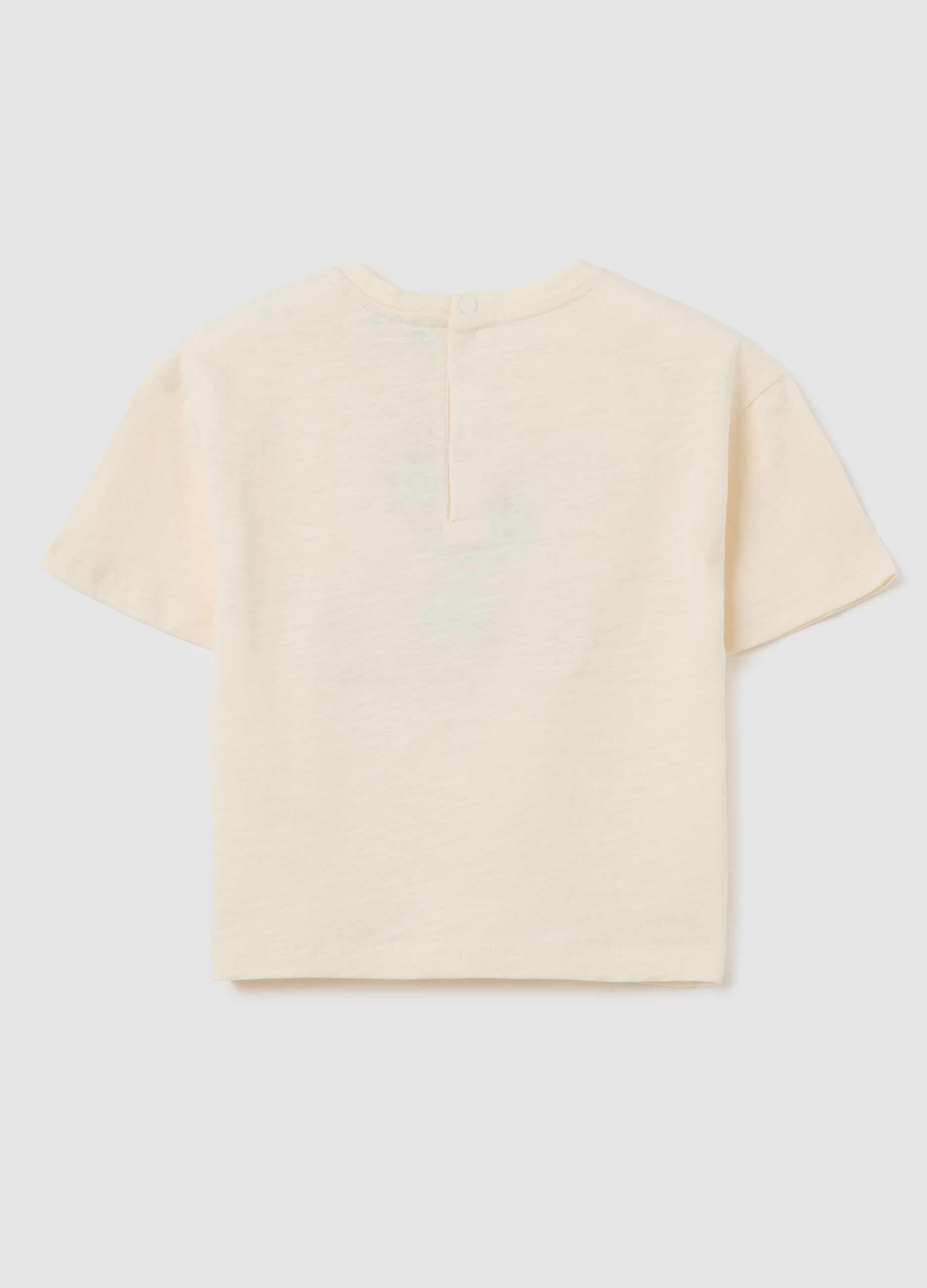 Infant T-shirt in pure beige cotton regular fit