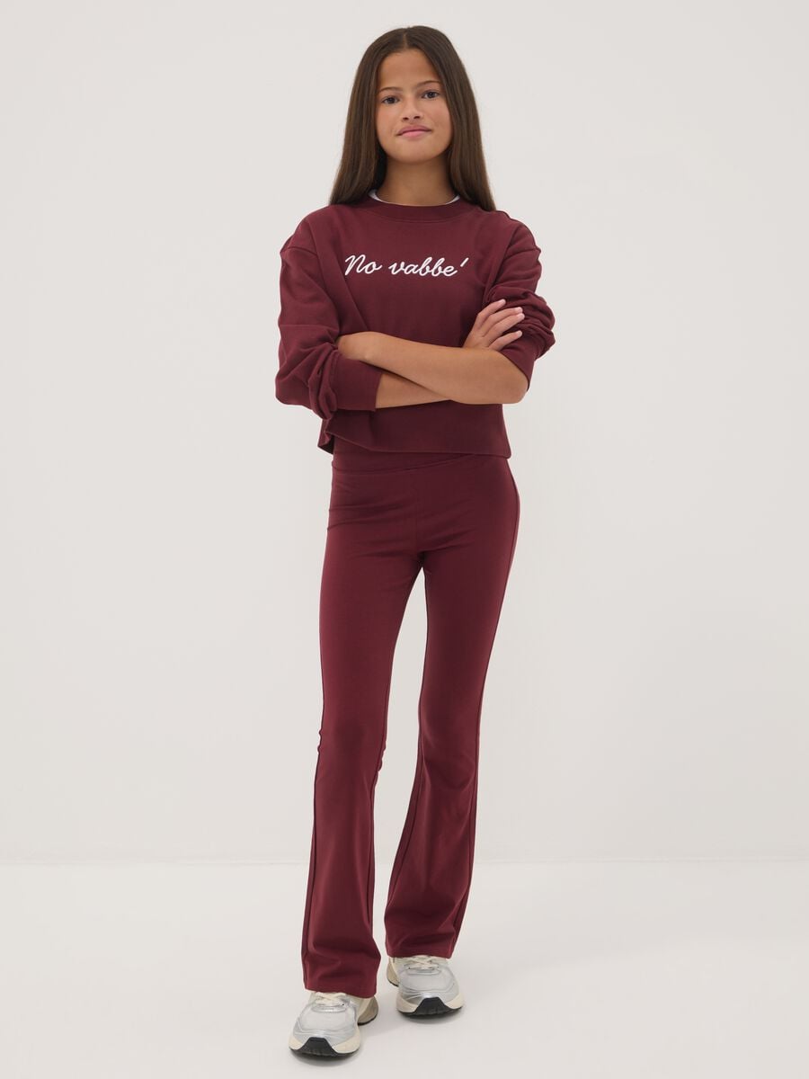 Leggings rossi flare in cotone organico elasticizzato per ragazza_0