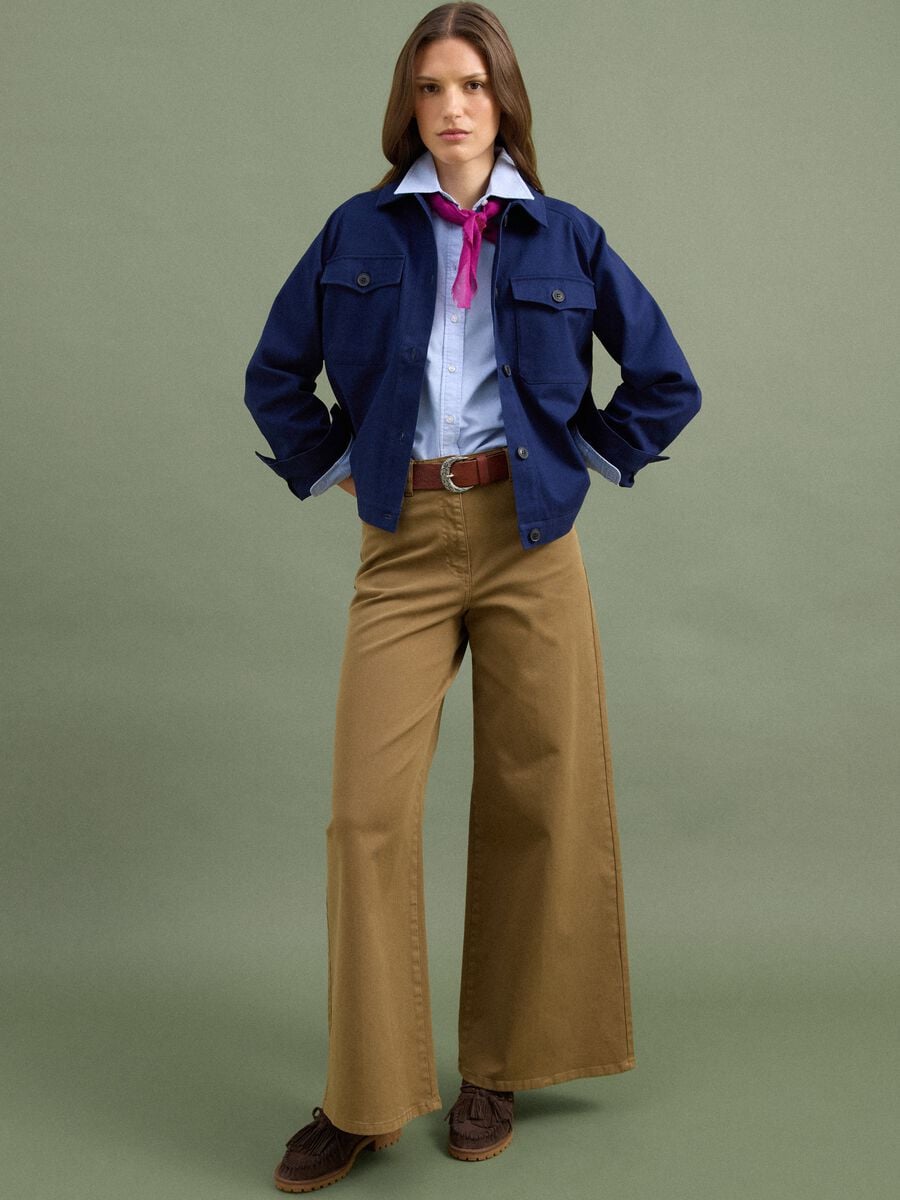 Shacket blu in puro cotone regular fit_1