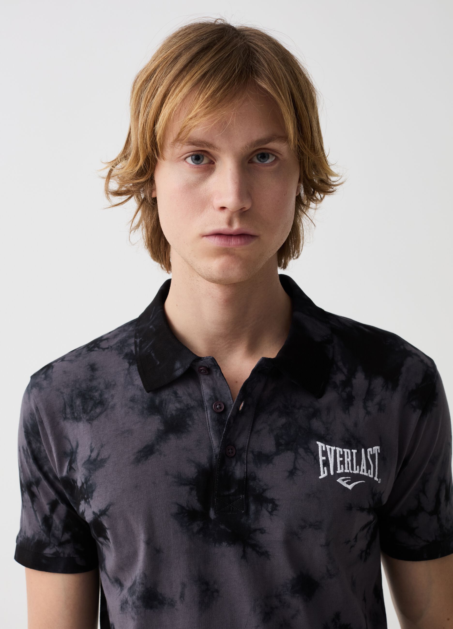 Tie-dye polo shirt with logo embroidery