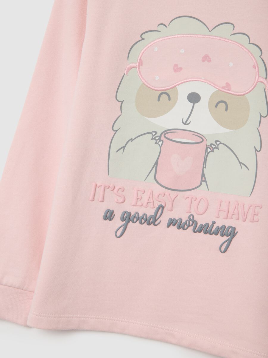 Girls' pink pyjamas in pure cotton with regular fit and print_2