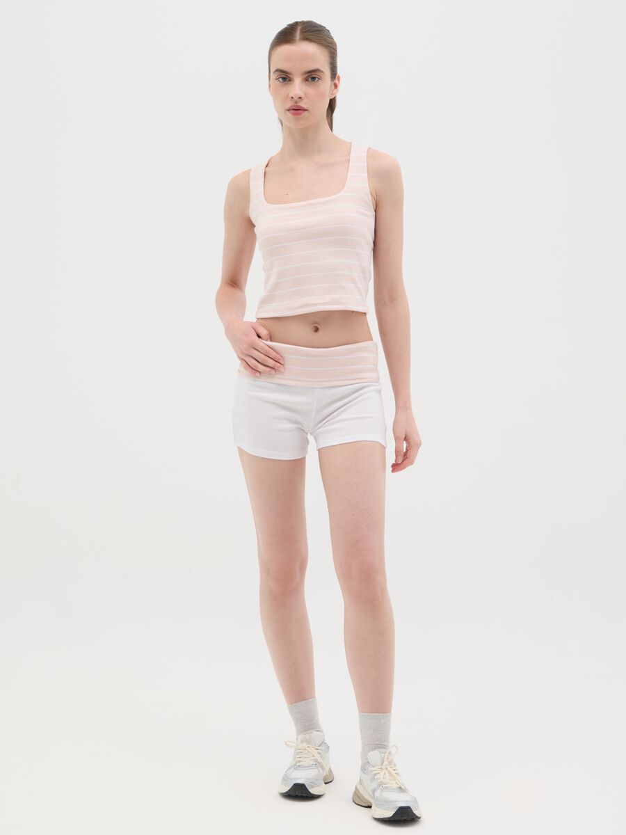 Women's multicolour pure cotton slim fit shorts with cuffs_0