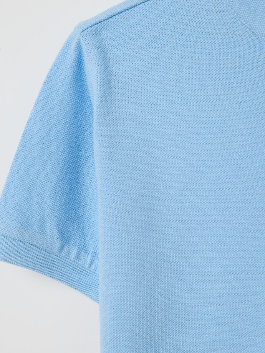 Light blue polo shirt in cotton with Mandarin collar_2