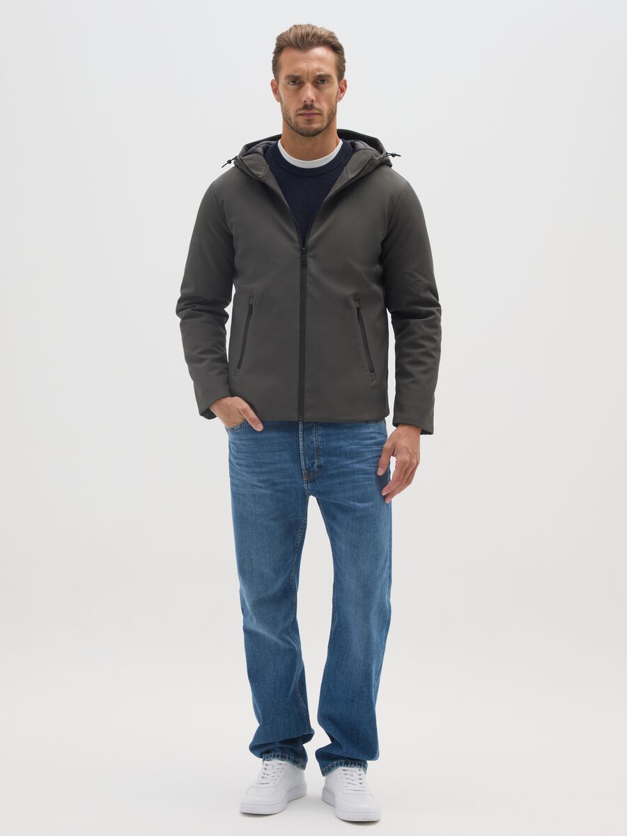 Regular fit green stretch fabric jacket_1