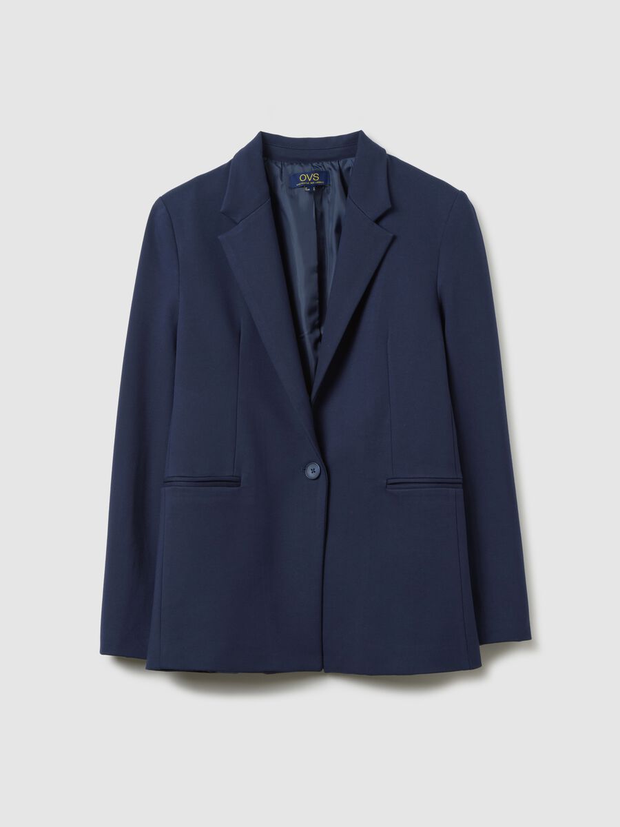 Blue Stretch Fabric Regular Fit Blazer_4