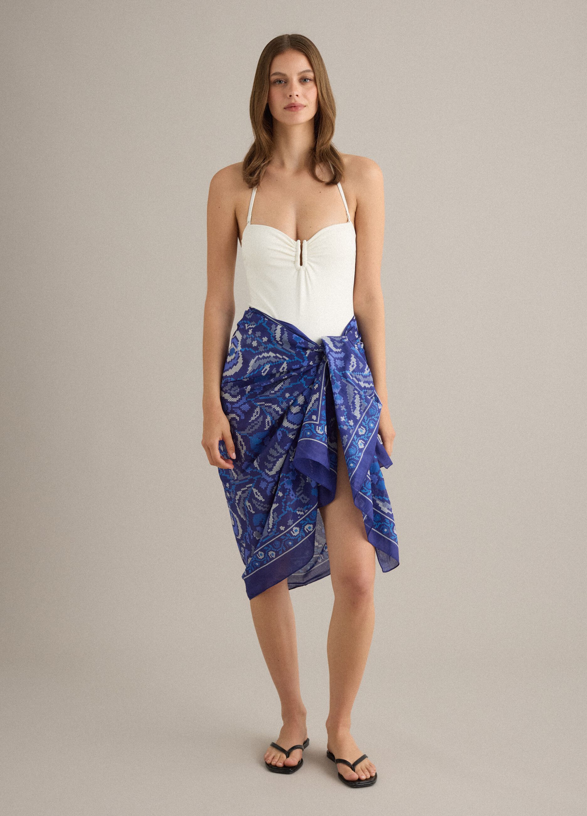 Blue pure cotton printed pareo