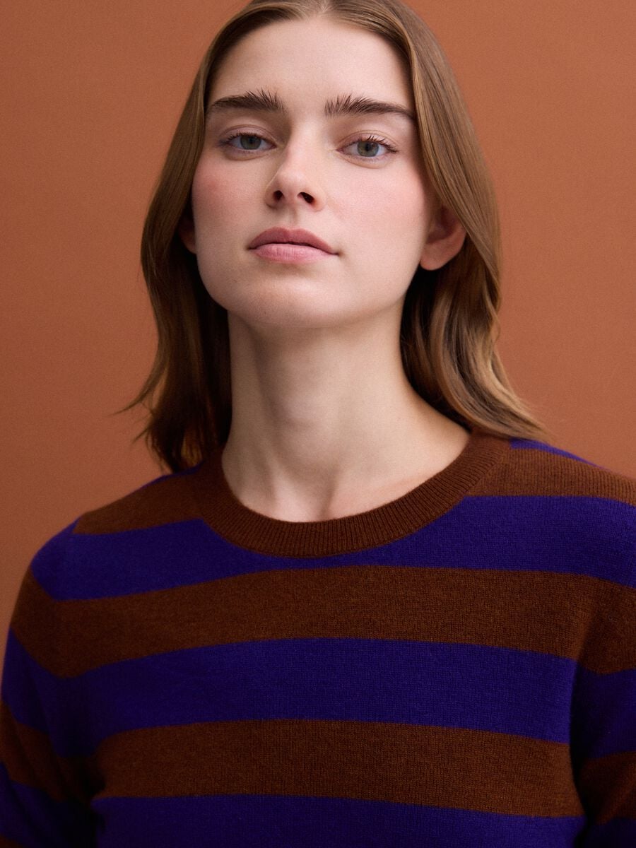 Purple pure wool striped crew-neck jumper_2