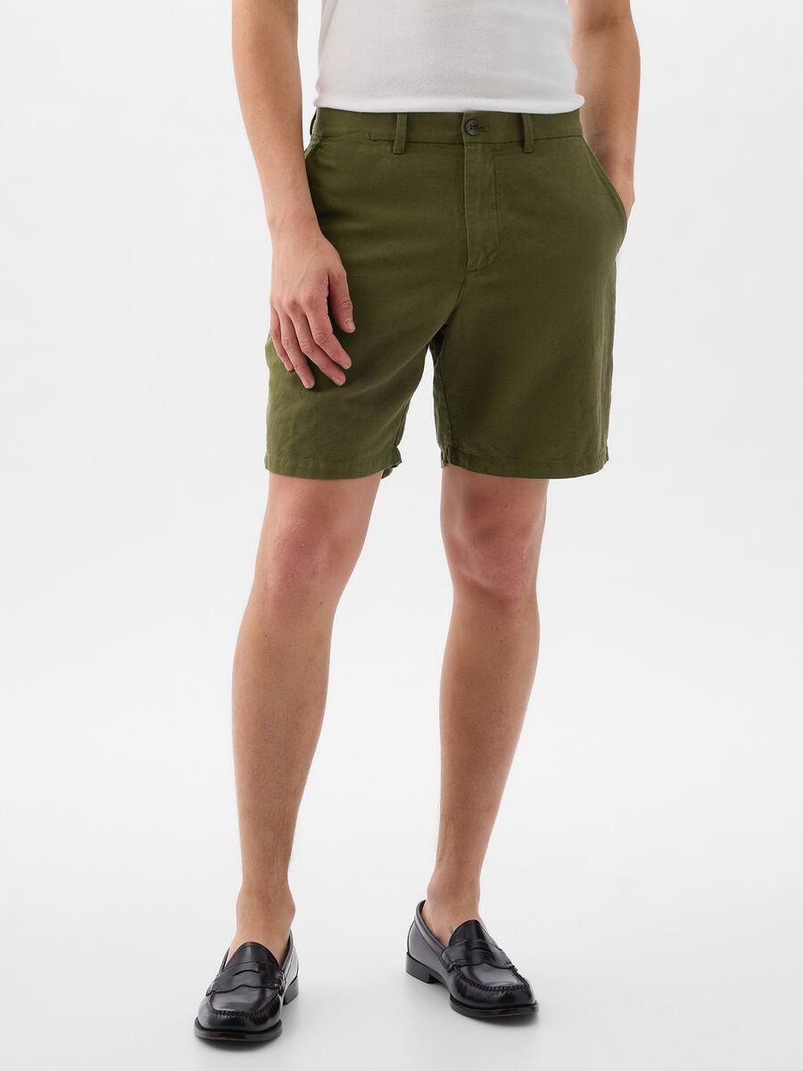 Relaxed-fit Bermuda shorts in cotton and linen_1