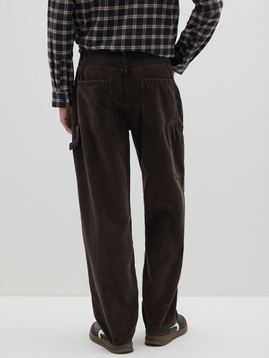 Pantaloni baggy in puro cotone marroni_2