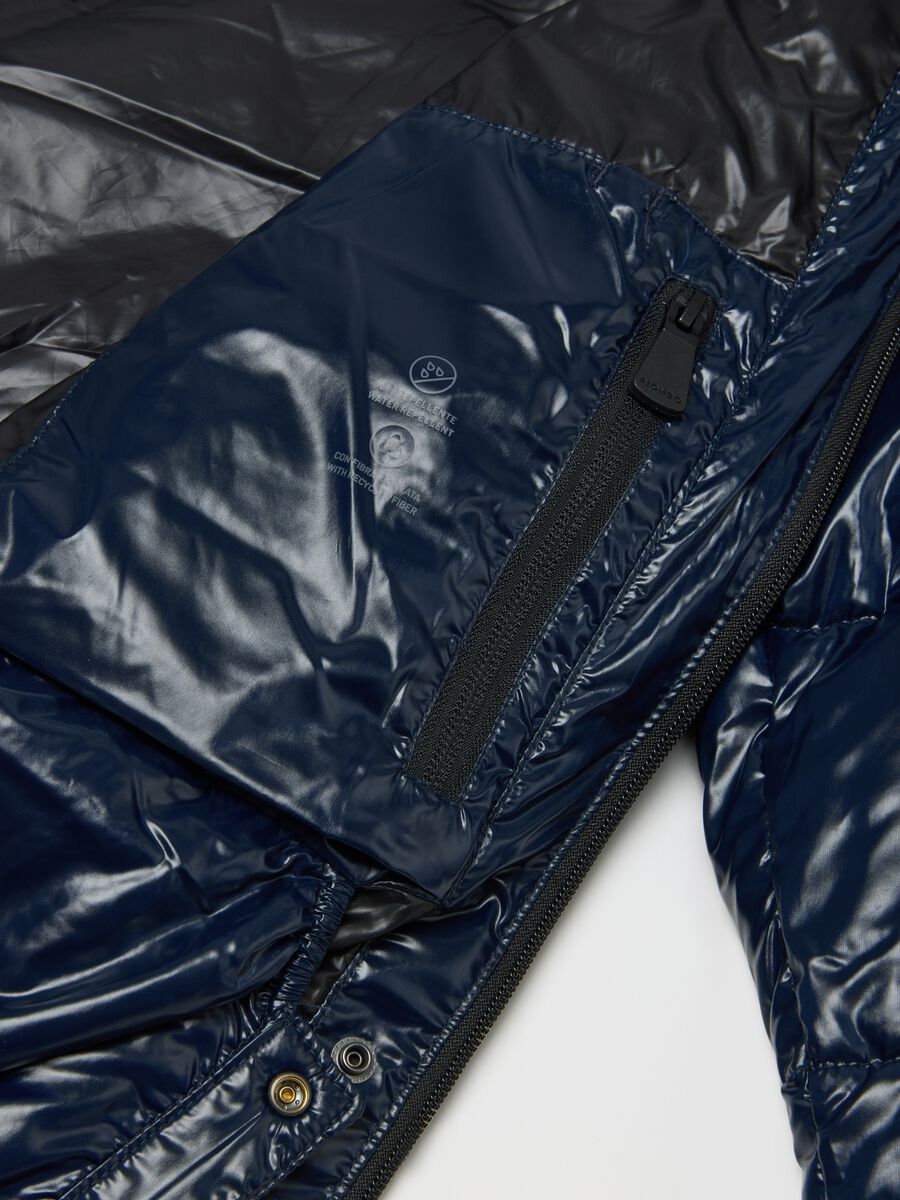 Blue padded regular fit water repellent jacket with zip_7