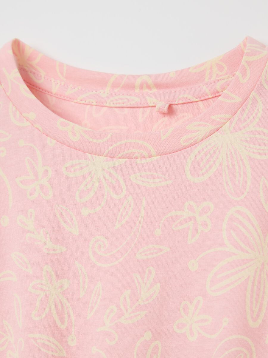 Pink sleeveless dress with floral motifs_2