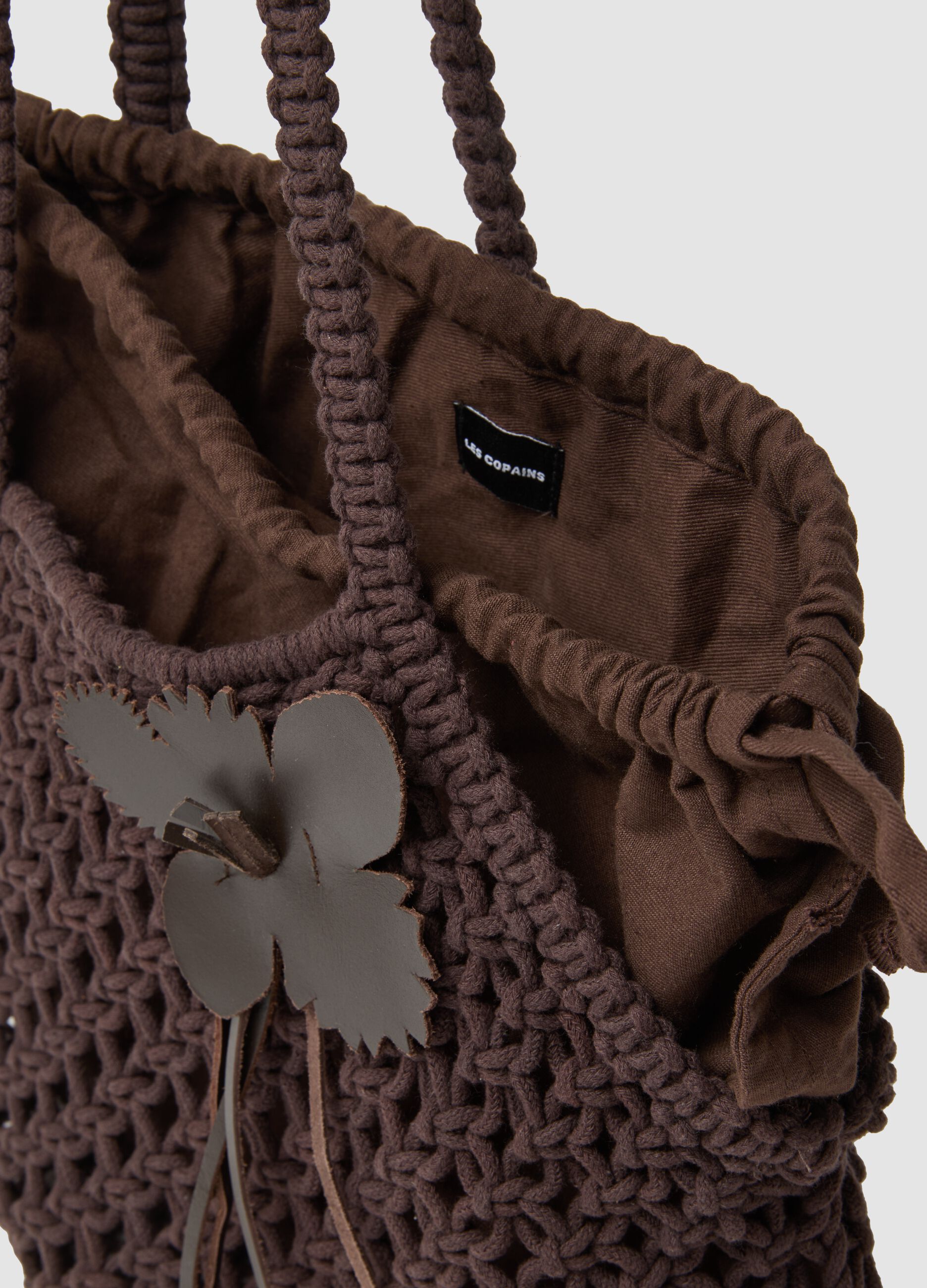 Brown crossbody bag in cotton-viscose blend