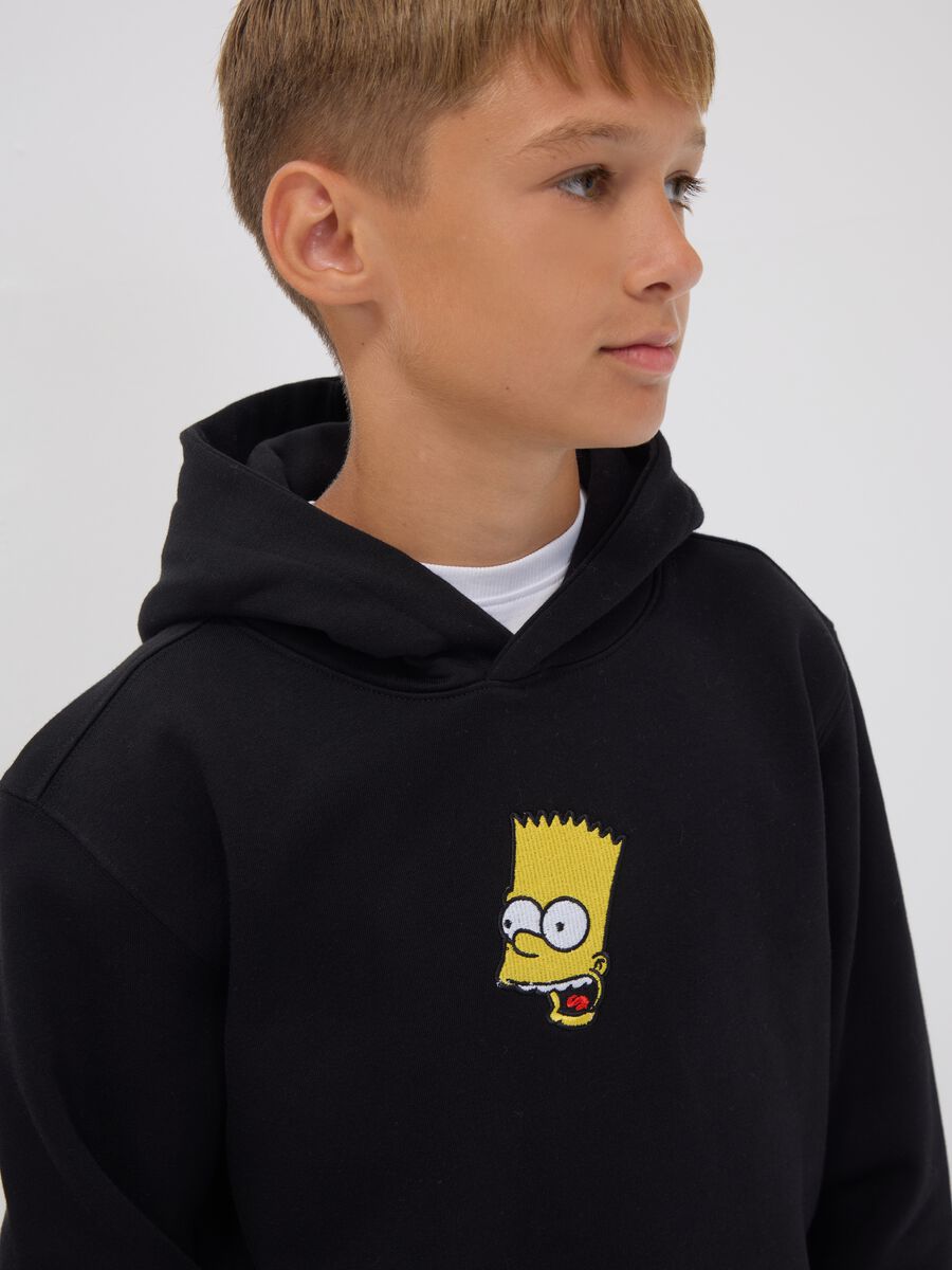 Black pure cotton hoodie with The Simpsons print for boys_0