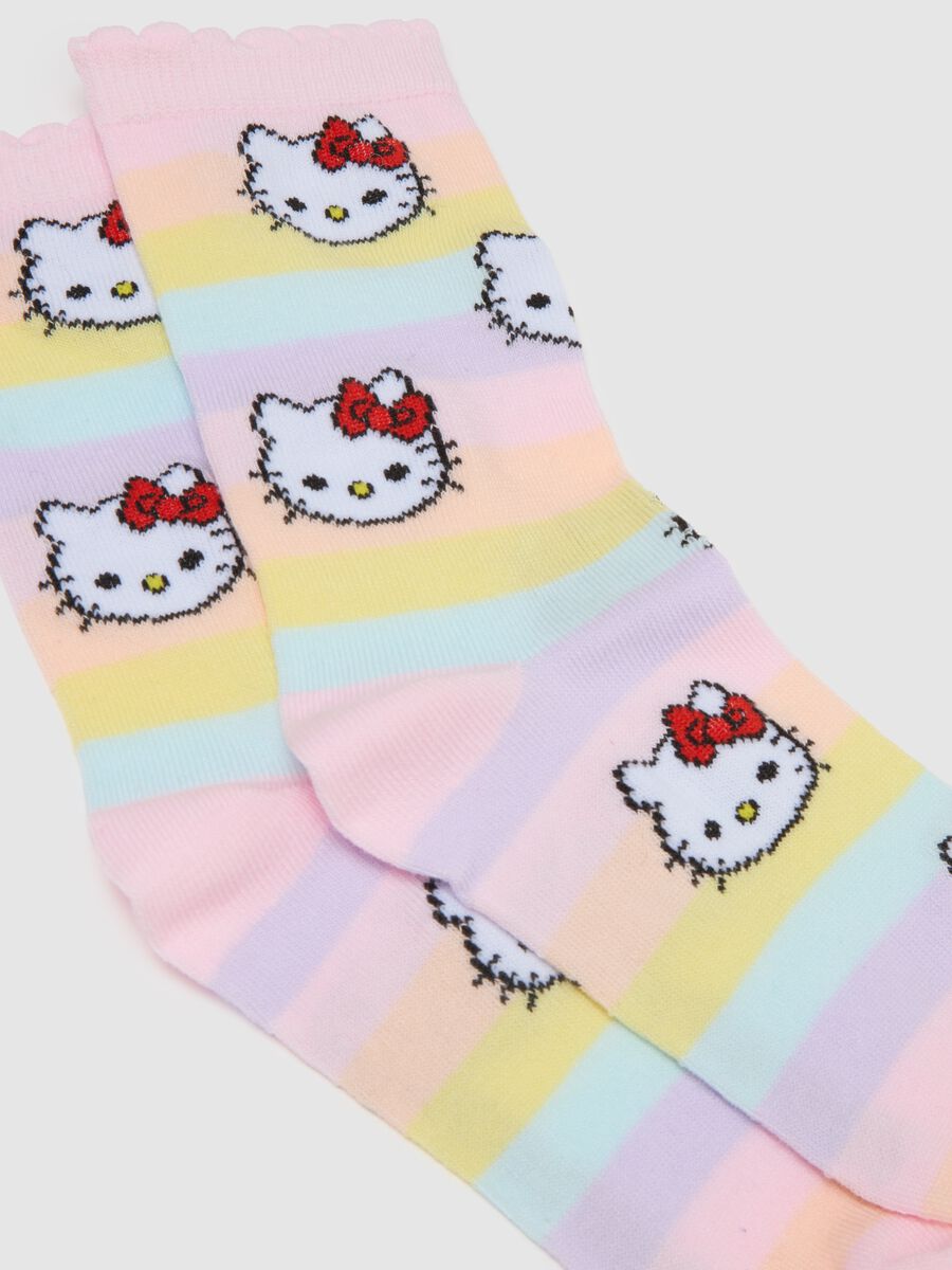 Multicoloured cotton blend girl's regular fit socks pack with prints_1
