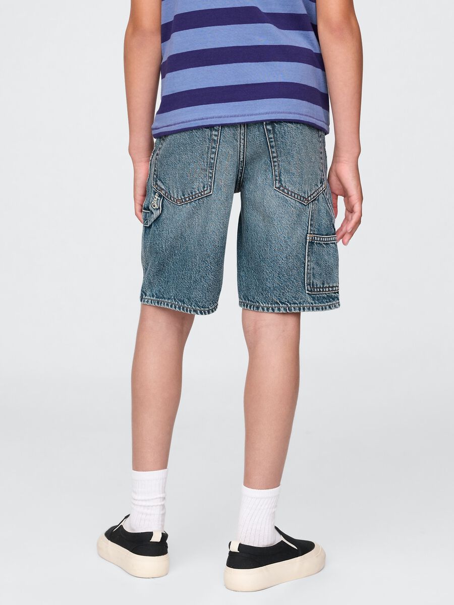 Washed Denim Bermuda Shorts with Pockets_2