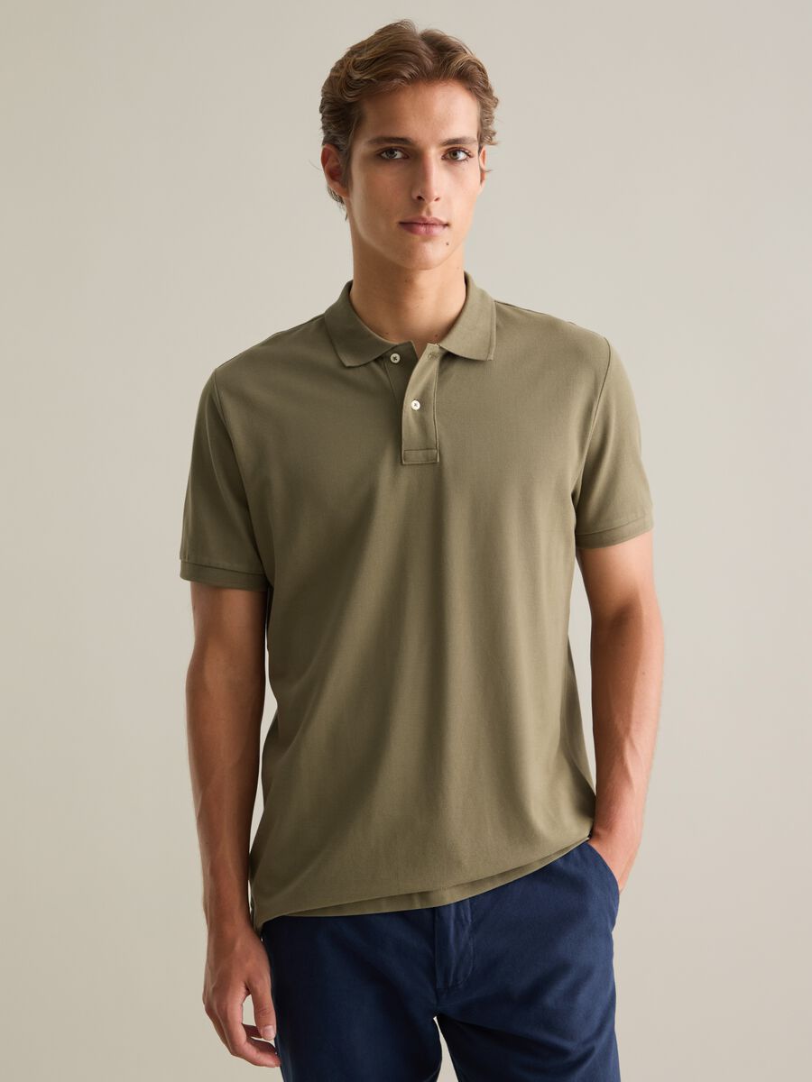 Green short sleeve cotton polo_0
