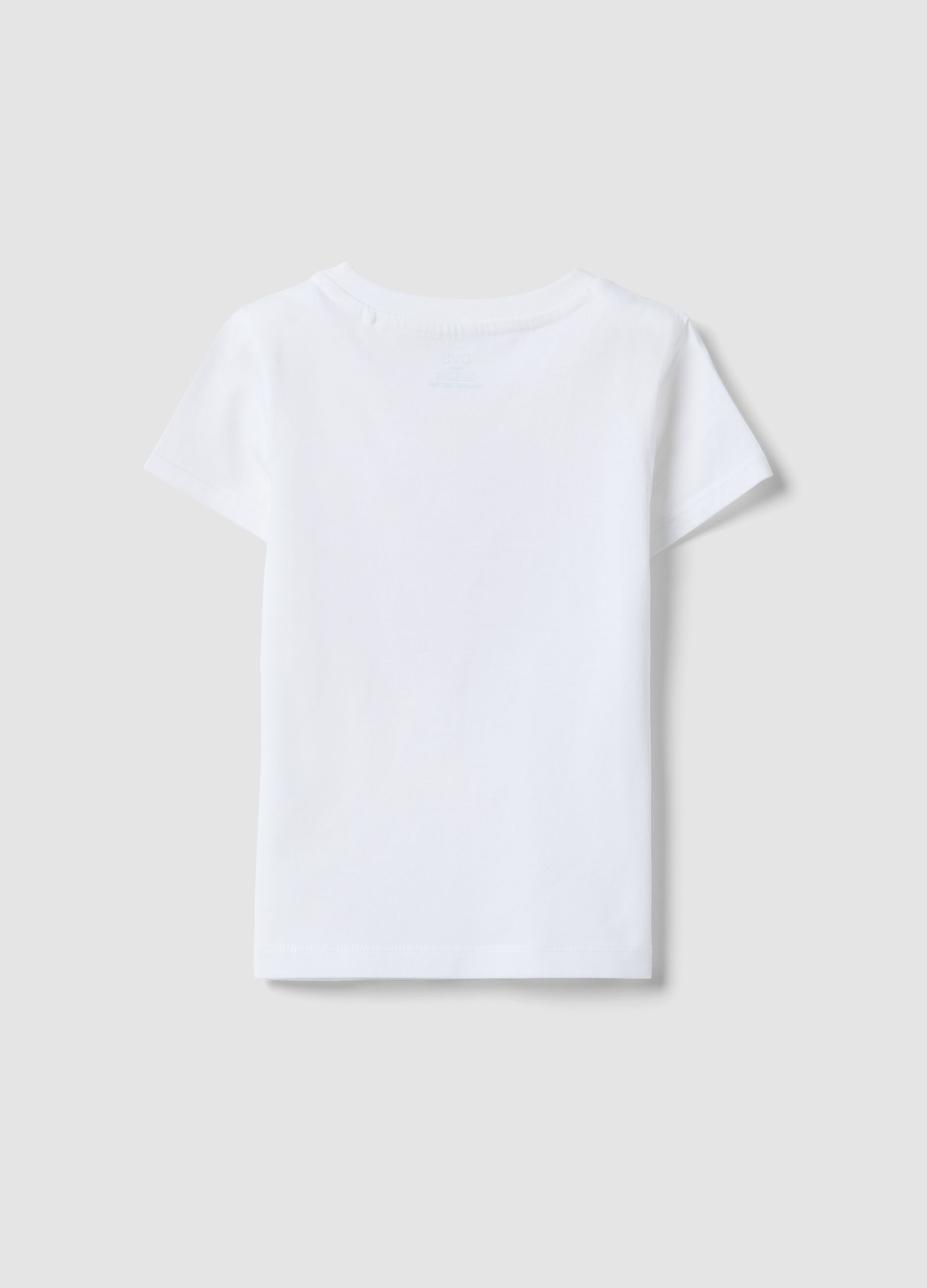 White regular fit pure cotton t-shirt with print for girls