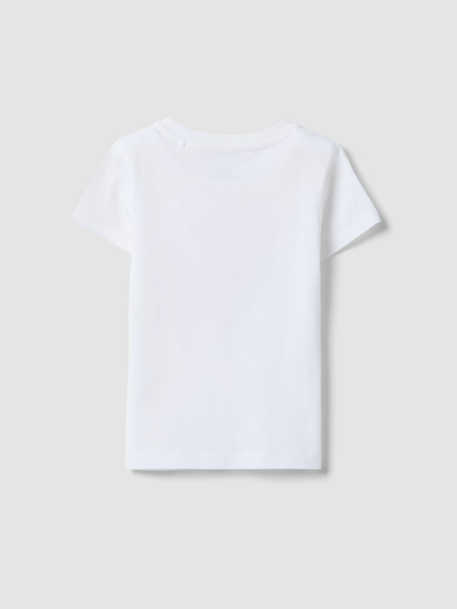 White regular fit pure cotton t-shirt with print for girls_1