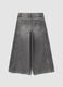 Grey wide-leg pure cotton jeans with star details for girls_1